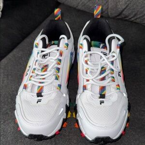 Fila White Sneakers with Multicolor Details